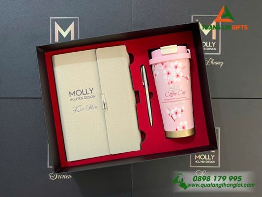 Giftset (Sổ+Ly+Bút) – In Khắc Logo Doanh Nghiệp MOLLY Nguyên Design