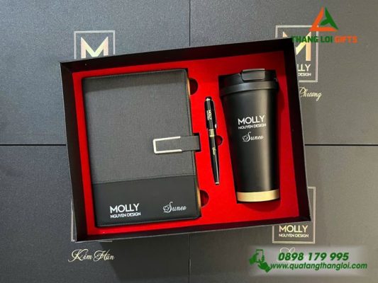Giftset (Sổ+Ly+Bút) – In Khắc Logo Doanh Nghiệp MOLLY Nguyên Design