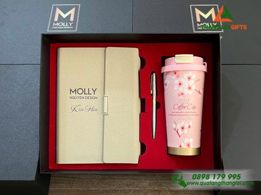 Giftset (Sổ+Ly+Bút) – In Khắc Logo Doanh Nghiệp MOLLY Nguyên Design