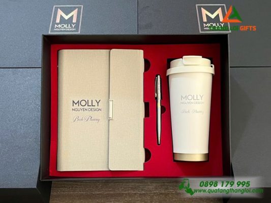 Giftset (Sổ+Ly+Bút) – In Khắc Logo Doanh Nghiệp MOLLY Nguyên Design