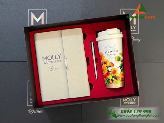 Giftset (Sổ+Ly+Bút) – In Khắc Logo Doanh Nghiệp MOLLY Nguyên Design
