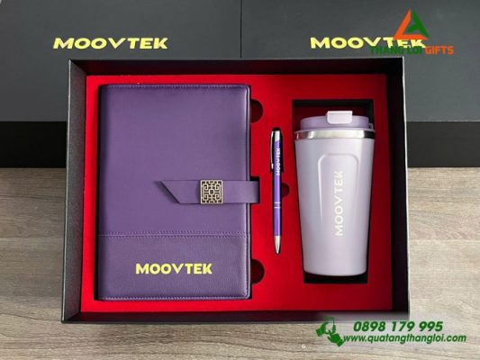 Bộ Quà Tặng (Sổ+Ly+Bút) - In khắc Logo Doanh Nghiệp MOOVTEK