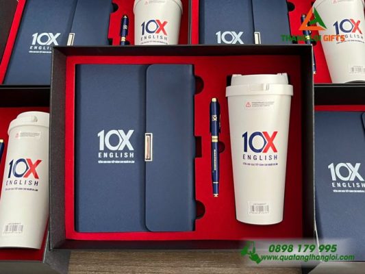 Giftset (Sổ+Ly Lock+Bút) - In Khắc Logo Trung Tâm Tiếng Anh 10X