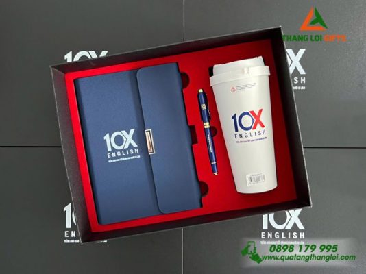 Giftset (Sổ+Ly Lock+Bút) - In Khắc Logo Trung Tâm Tiếng Anh 10X