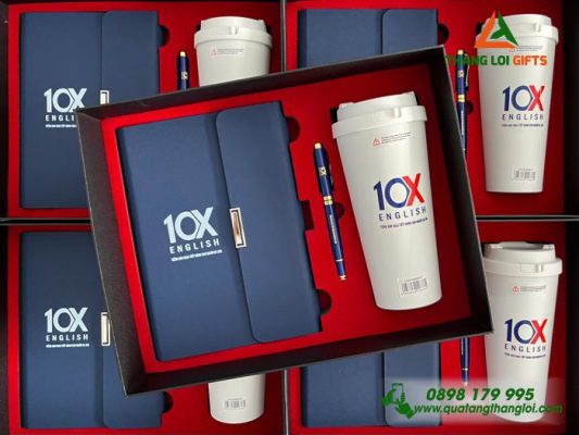 Giftset (Sổ+Ly Lock+Bút) - In Khắc Logo Trung Tâm Tiếng Anh 10X