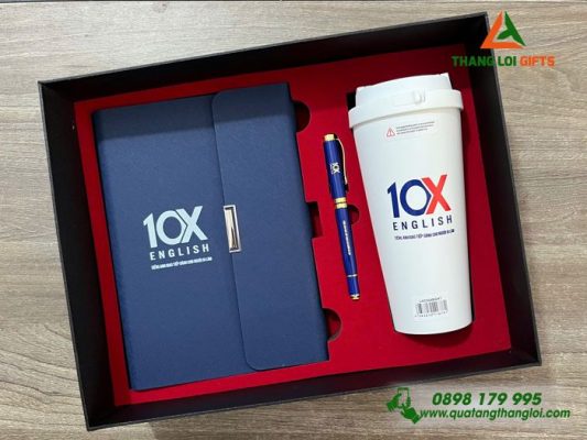 Giftset (Sổ+Ly Lock+Bút) - In Khắc Logo Trung Tâm Tiếng Anh 10X