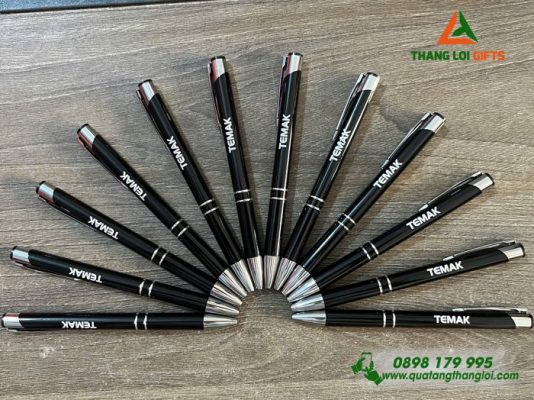 Bút Bi Kim Loại Màu Đen - Khắc Logo Doanh Nghiệp TEMAK