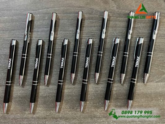 Bút Bi Kim Loại Màu Đen - Khắc Logo Doanh Nghiệp TEMAK