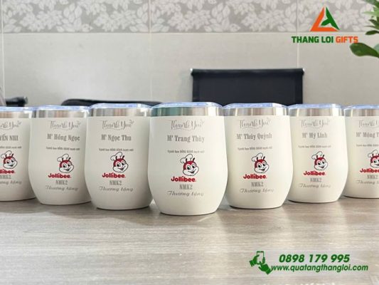 Ly Giữ Nhiệt 350ml - In Khắc Tên Logo Cửa Hàng Jollibee