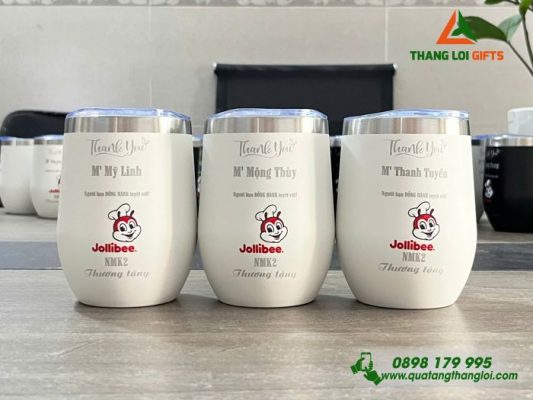 Ly Giữ Nhiệt 350ml - In Khắc Tên Logo Cửa Hàng Jollibee
