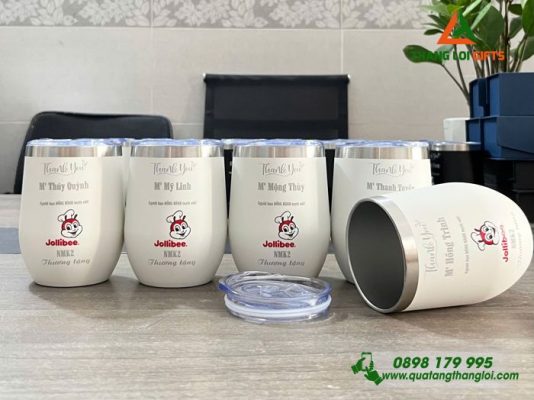 Ly Giữ Nhiệt 350ml - In Khắc Tên Logo Cửa Hàng Jollibee