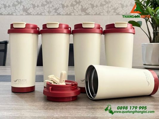 Ly Giữ Nhiệt 530ml Màu Đỏ - Khắc Logo Nha Khoa Peace Dentistry