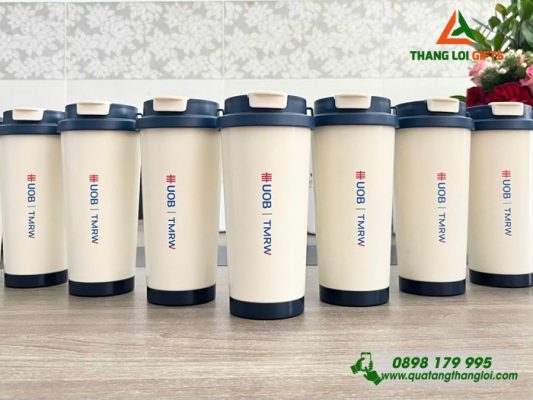 Ly Giữ Nhiệt 530ml Nắp Xanh - In Logo Ngân Hàng UOB