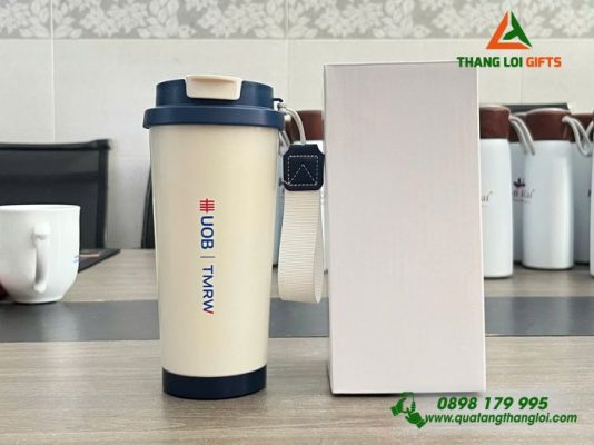 Ly Giữ Nhiệt 530ml Nắp Xanh - In Logo Ngân Hàng UOB