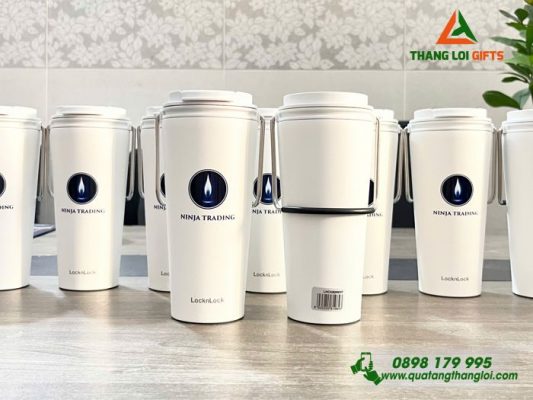 Ly Giữ Nhiệt Lock&Lock LHC4269 Màu Trắng - In Logo NINJA TRADING