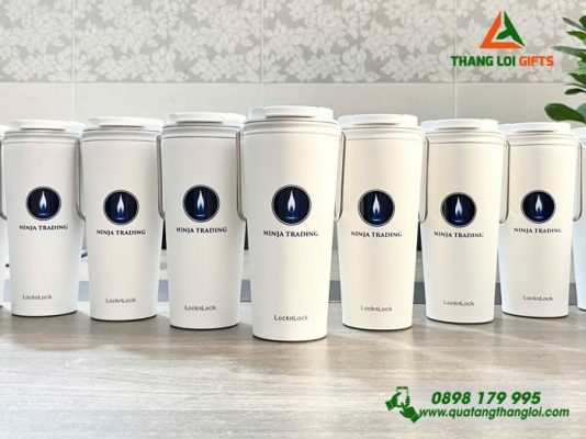 Ly Giữ Nhiệt Lock&Lock LHC4269 Màu Trắng - In Logo NINJA TRADING