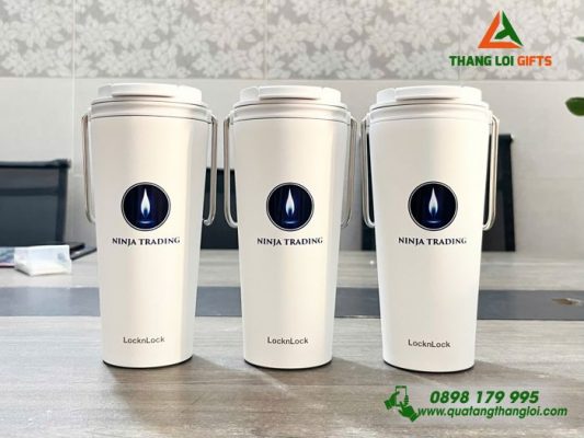 Ly Giữ Nhiệt Lock&Lock LHC4269 Màu Trắng - In Logo NINJA TRADING