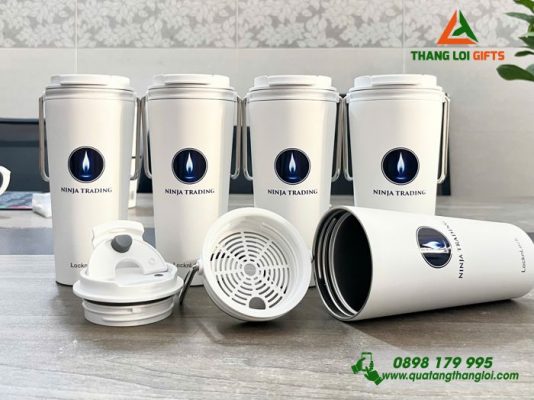 Ly Giữ Nhiệt Lock&Lock LHC4269 Màu Trắng - In Logo NINJA TRADING