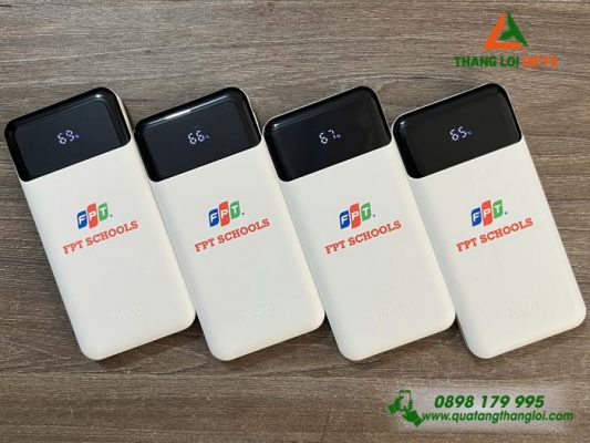 Pin Sạc Dự Phòng Hoco 10.000mAh Màu Trắng - In Logo Trường FPT