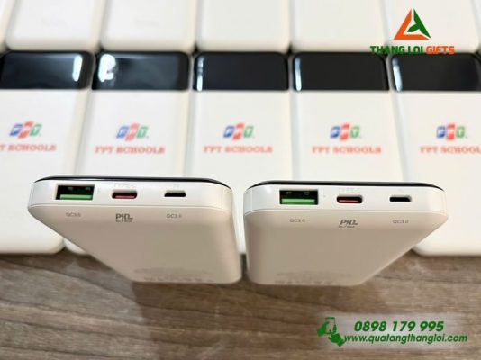 Pin Sạc Dự Phòng Hoco 10.000mAh Màu Trắng - In Logo Trường FPT