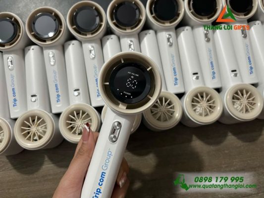 Quạt Cầm Tay Mini Màu Trắng - In Logo Trip.com Group