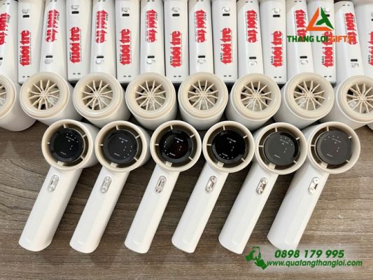 Quạt Cầm Tay Mini Màu Trắng - In Logo Báo Tuổi Trẻ