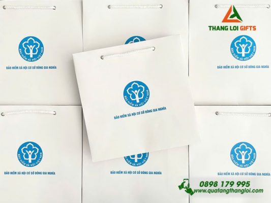 Túi Giấy Couche Màu Trắng - In Logo Bảo Hiểm Xã Hội