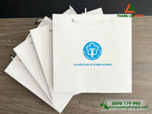 Túi Giấy Couche Màu Trắng - In Logo Bảo Hiểm Xã Hội