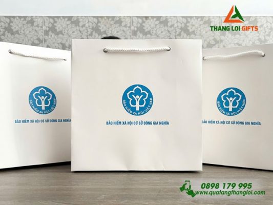 Túi Giấy Couche Màu Trắng - In Logo Bảo Hiểm Xã Hội