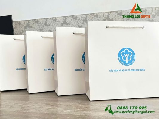Túi Giấy Couche Màu Trắng - In Logo Bảo Hiểm Xã Hội