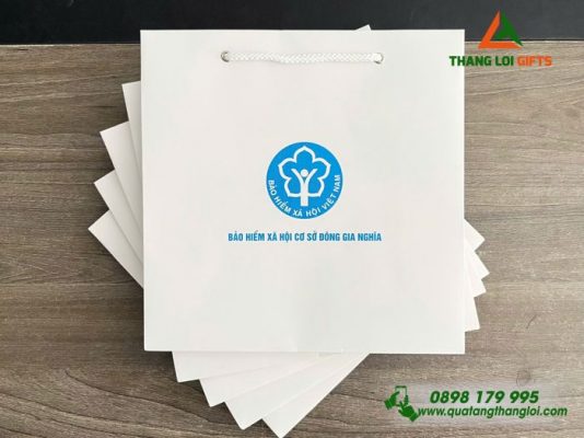Túi Giấy Couche Màu Trắng - In Logo Bảo Hiểm Xã Hội