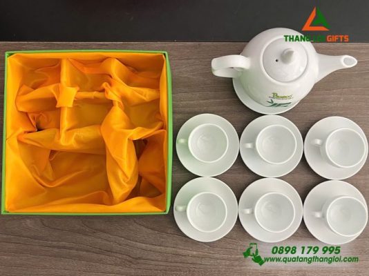 Bộ Ấm Trà Bát Tràng – In Logo 15 Năm Doanh Nghiệp BAMBOO