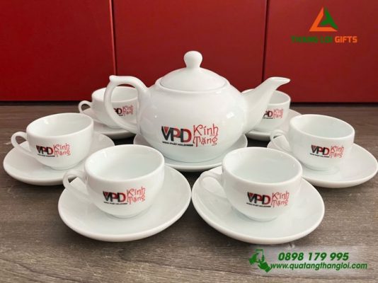Bộ Ấm Trà Bát Tràng - In Logo Doanh Nghiệp Minh Phát Holdings