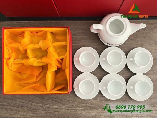 Bộ Ấm Trà Bát Tràng - In Logo Doanh Nghiệp Minh Phát Holdings