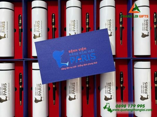 Set Quà Tặng (Bình+Bút) - In Khắc Logo Bệnh Viện Răng Hàm Mặt Paris