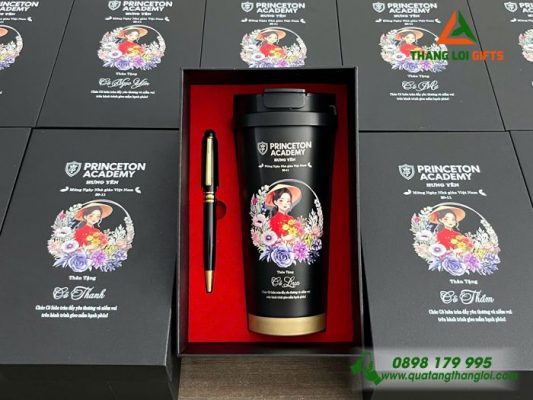 Combo Quà Tặng (Ly+Bút) - In Khắc Tên Nhân Ngày Phụ Nữ 8-3