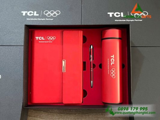 Set Quà Tăng (Sổ+Bình+Bút) - In Khắc Logo Doanh Nghiệp TCL