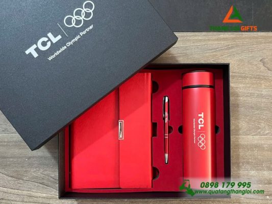 Set Quà Tăng (Sổ+Bình+Bút) - In Khắc Logo Doanh Nghiệp TCL