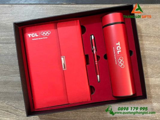 Set Quà Tăng (Sổ+Bình+Bút) - In Khắc Logo Doanh Nghiệp TCL