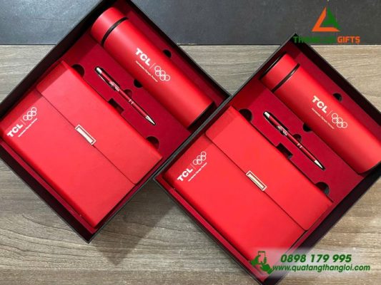 Set Quà Tăng (Sổ+Bình+Bút) - In Khắc Logo Doanh Nghiệp TCL