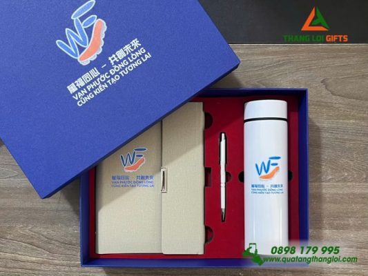 Bộ Quà Tặng (Sổ+Bình+Bút) - In Khắc Logo Doanh Nghiệp Vạn Phước