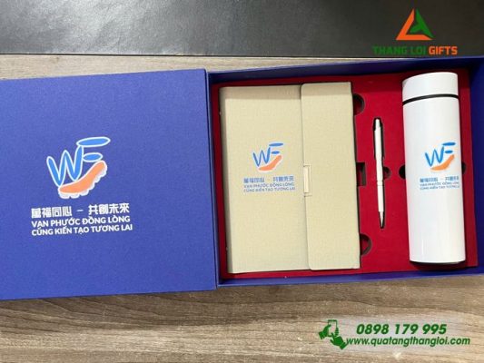 Bộ Quà Tặng (Sổ+Bình+Bút) - In Khắc Logo Doanh Nghiệp Vạn Phước