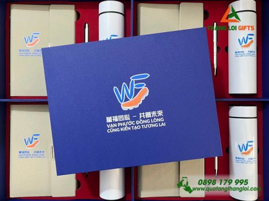 Bộ Quà Tặng (Sổ+Bình+Bút) - In Khắc Logo Doanh Nghiệp Vạn Phước