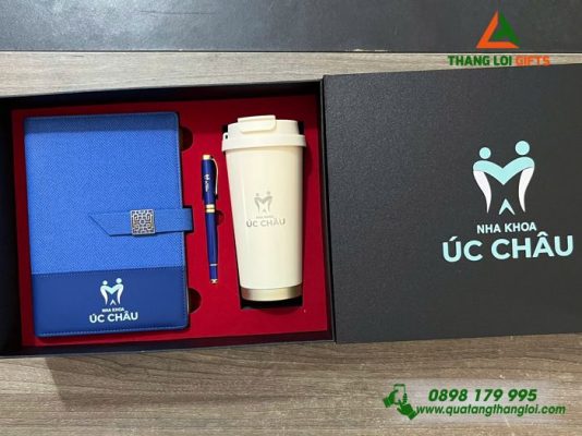 Combo Quà Tặng (Sổ+Ly+Bút) - In Khắc Logo Nha Khoa Úc Châu