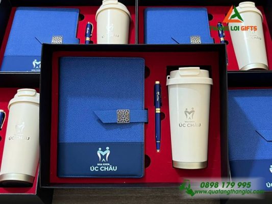 Combo Quà Tặng (Sổ+Ly+Bút) - In Khắc Logo Nha Khoa Úc Châu