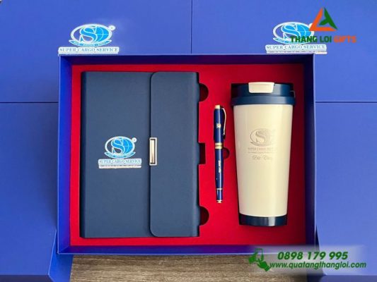 Giftset (Sổ+Ly+Bút) - In Khắc Logo Doanh Nghiệp Super Cargo Service