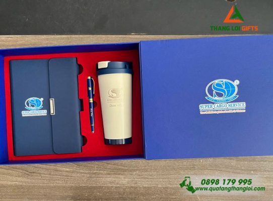 Giftset (Sổ+Ly+Bút) - In Khắc Logo Doanh Nghiệp Super Cargo Service