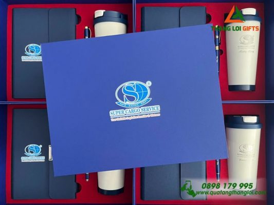 Giftset (Sổ+Ly+Bút) - In Khắc Logo Doanh Nghiệp Super Cargo Service