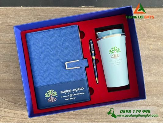 Bộ Quà Tặng (Sổ+Ly+Bút) – In Khắc Logo Sai Gon Can Gio Resort