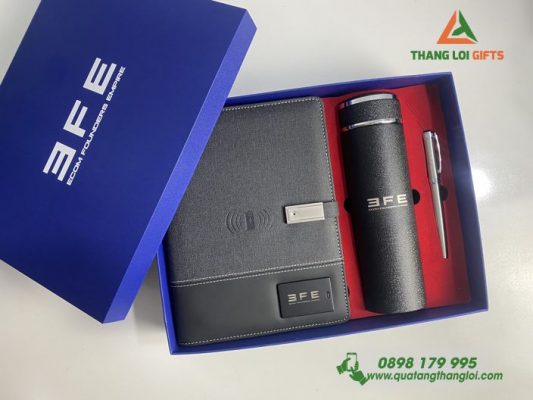 Giftset (Sổ Đa Năng+Bình+Bút) - In Khắc Logo Doanh Nghiệp 3FE